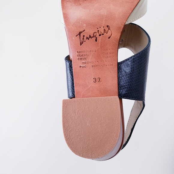 Vintage Tanguiis Leather Colorblock Heeled Sandals - Picture 12 of 14